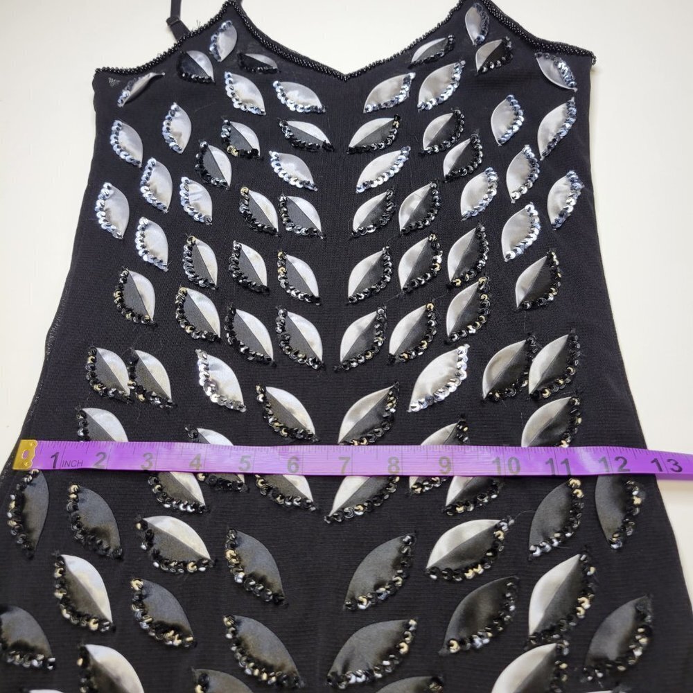 Sexy Dress Sequin Sheer Mini Glitter Silver Black Tunic Dress - Small or Petite - Picture 7 of 10
